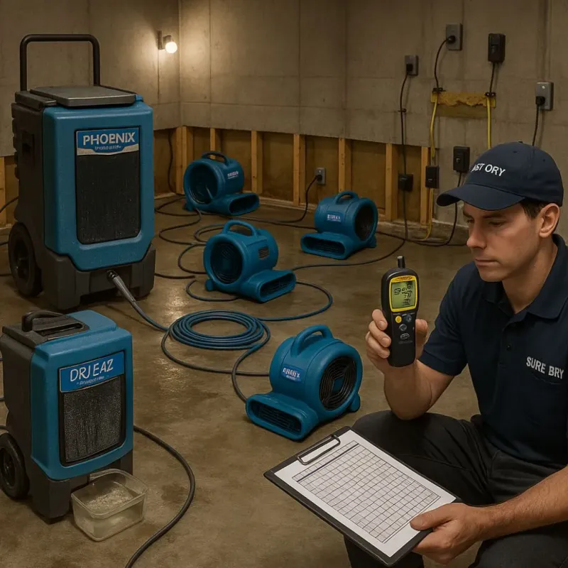 Structural Drying and Dehumidification process in Rolette County, ND